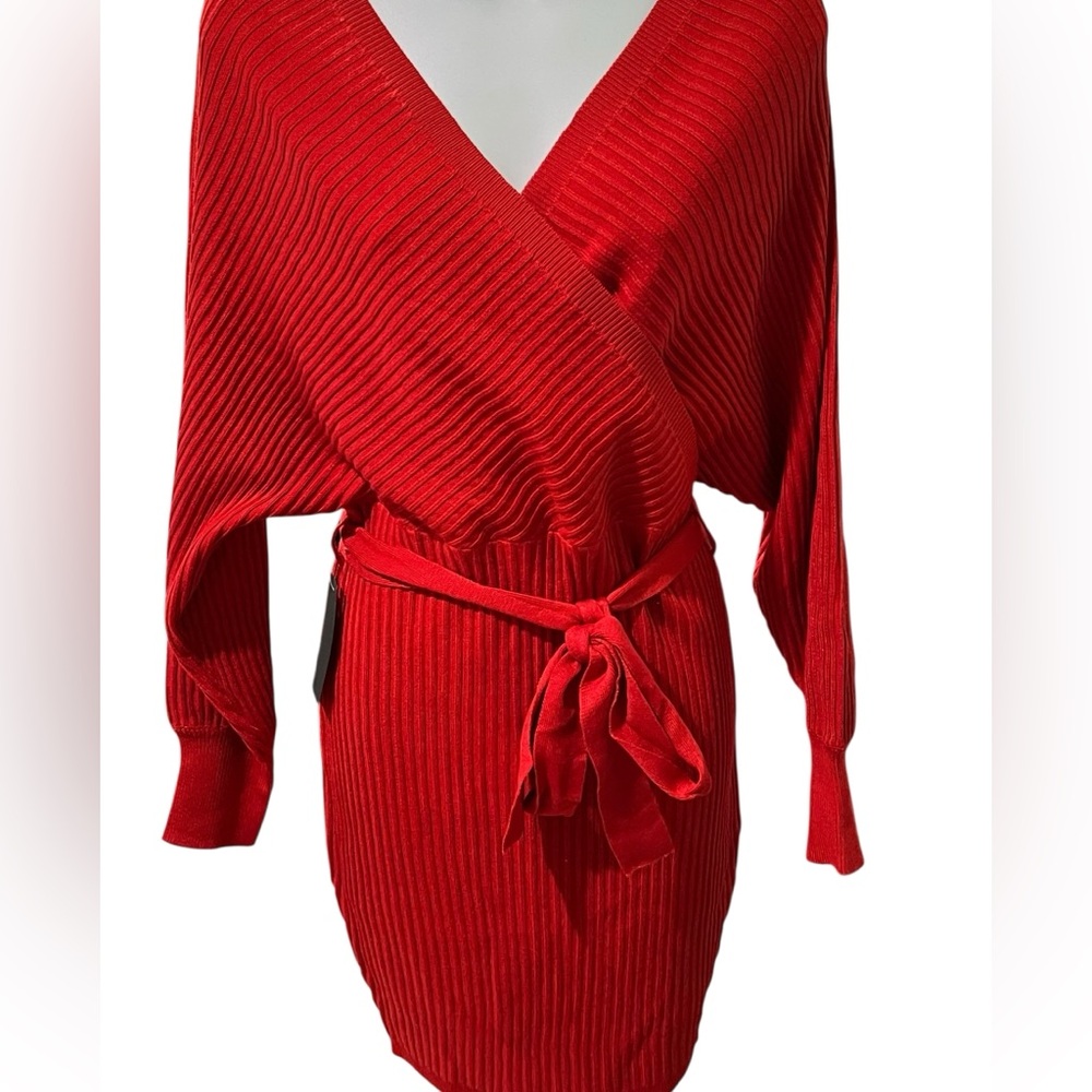 🔥 Love Tree Red Ribbed Sweater Dress - Size Small - NWT